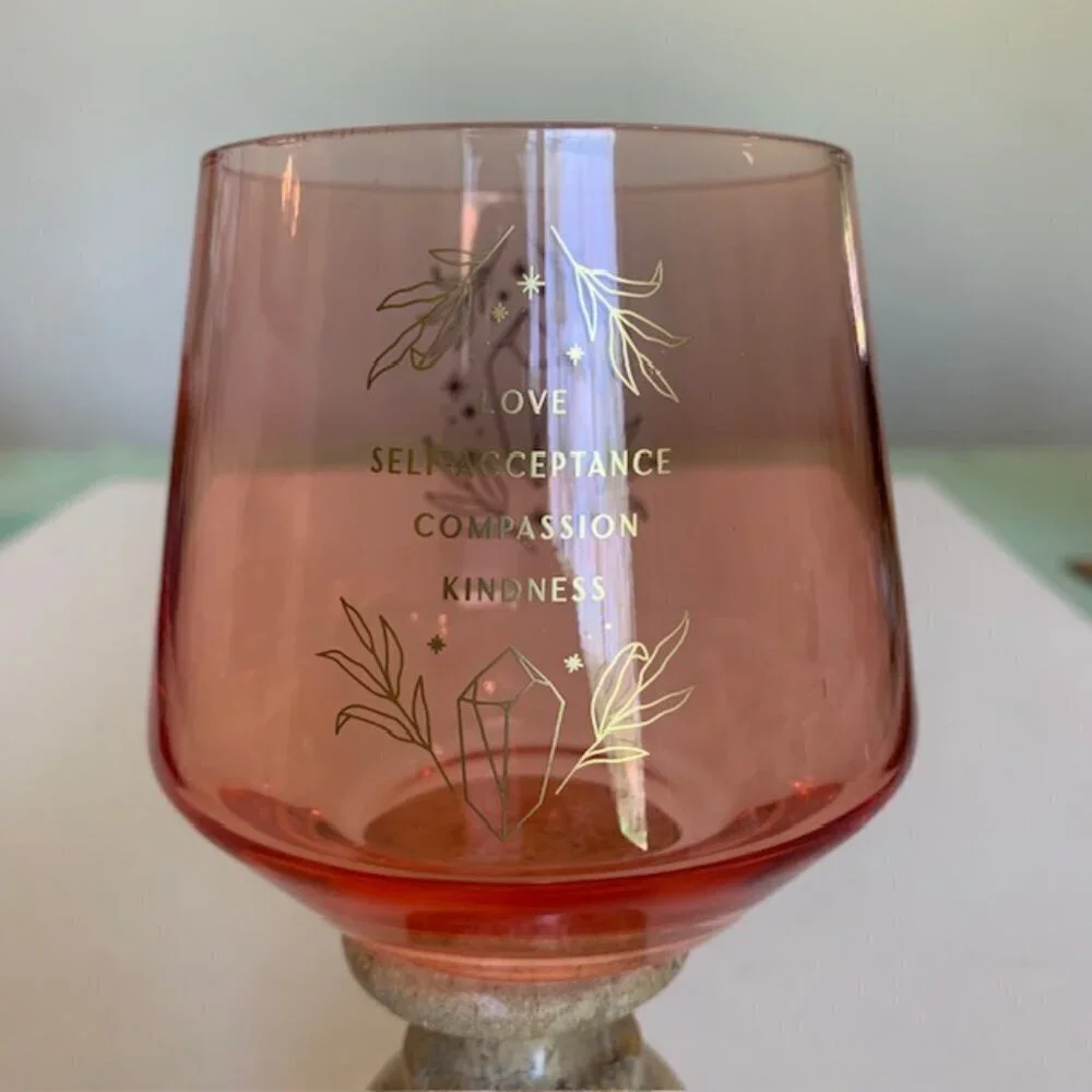 Rose Crystal Healing Drinking Glass DT Wand Love Acceptance Compassion Kindness